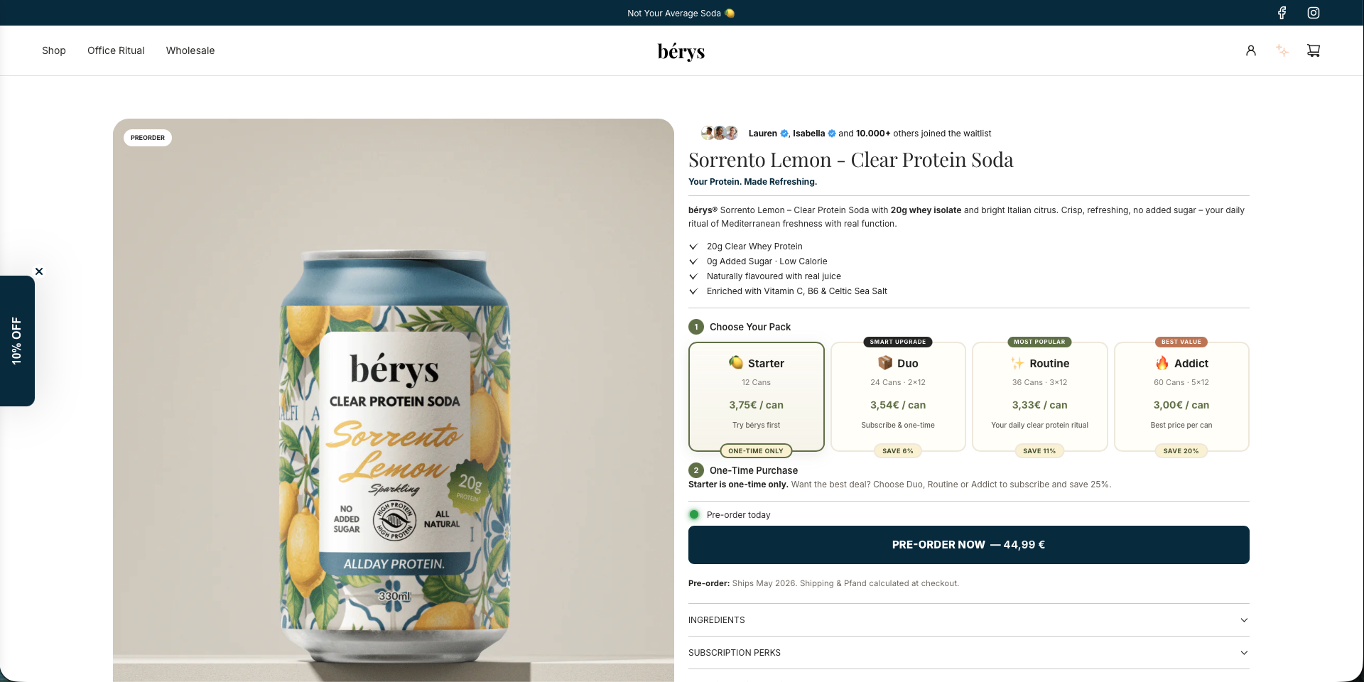bérys product page