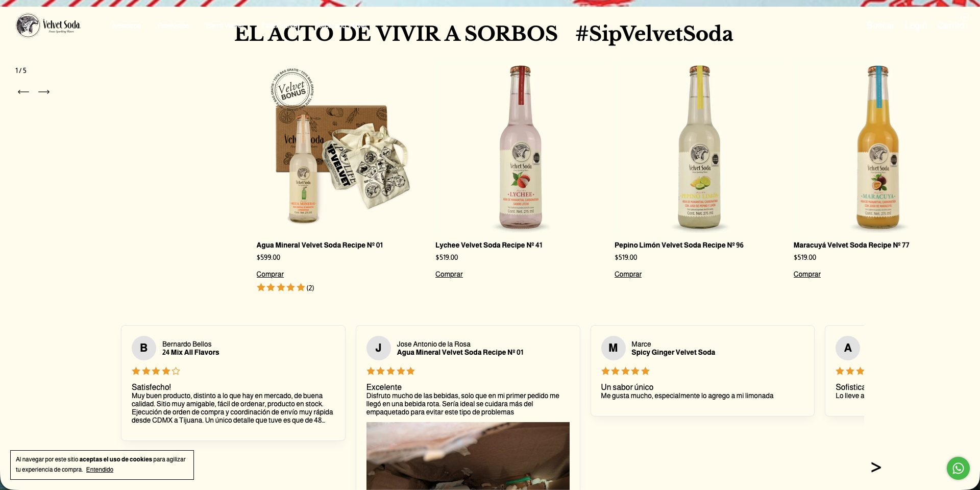 Velvet Soda product catalog